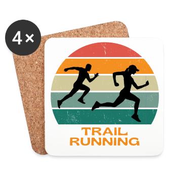 trail, trail running, course à pied - Dessous de verre (lot de 4) - blanc - Devant