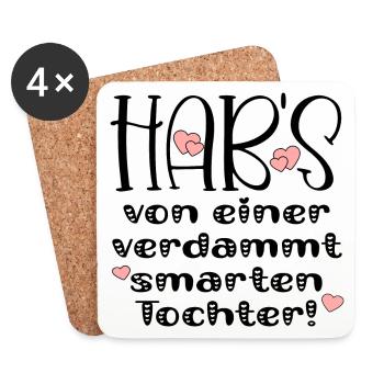 FRECHE FAMILIENSPRÜCHE GESCHENKE TOCHTER ELTERN - Untersetzer (4er-Set) - Weiß - Vorne
