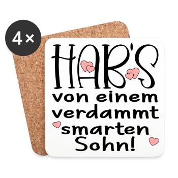 Familienspruch - Smarter Sohn ELTERN Geschenk - Untersetzer (4er-Set) - Weiß - Vorne