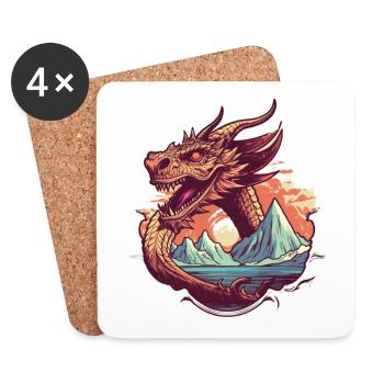 Legendary dragon dream with mountain panorama - Coasters (set of 4) - white - Front