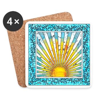 Sunrise with ray pattern - Mallorca Ibiza - Coasters (set of 4) - white - Front