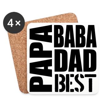 Cadeaux pour la fête des pères - PAPA MULTILINGUAL - Dessous de verre (lot de 4) - blanc - Devant