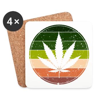 Retro Rainbow Cannabis Round - Coasters (set of 4) - white - Front