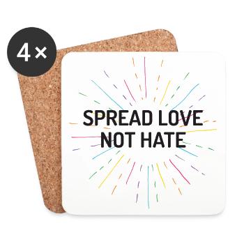 Pride Month - Liebe statt Hass verbreiten - Untersetzer (4er-Set) - Weiß - Vorne