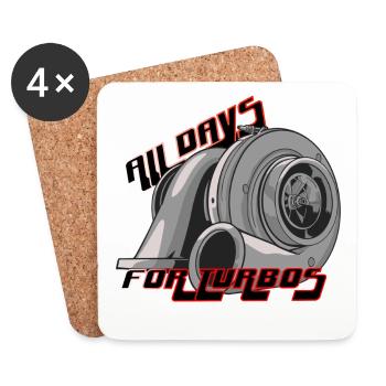 Turbolader All Day – Turbo Boost Tuning - Untersetzer (4er-Set) - Weiß - Vorne