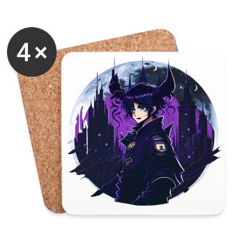 Anime Gothic Moon Girl - Coasters (set of 4) - white - Front