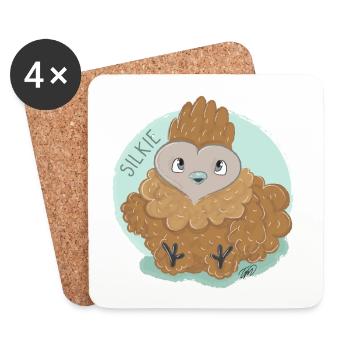 Seidenhuhn Knödel - Untersetzer (4er-Set) - Weiß - Vorne