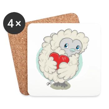 Lioba Silk Chicken, Chicken Love - Coasters (set of 4) - white - Front