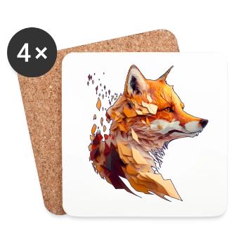 Polygon Fuchs Design, Hübscher Fuchs - Untersetzer (4er-Set) - Weiß - Vorne
