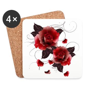 two beautiful fascinating red roses - Coasters (set of 4) - white - Front