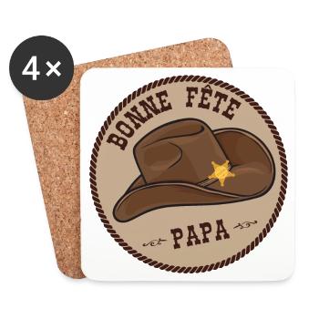 Bonne fête papa. Joyeuse fête des pères western - Dessous de verre (lot de 4) - blanc - Devant