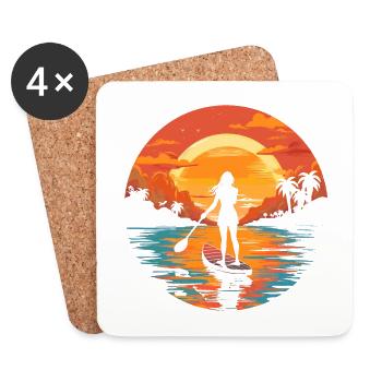 Girl on SUP - Untersetzer (4er-Set) - Weiß - Vorne