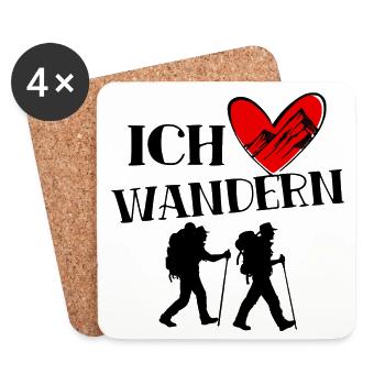 Wanderrouten Ich Liebe Wandern Herz Statement - Untersetzer (4er-Set) - Weiß - Vorne
