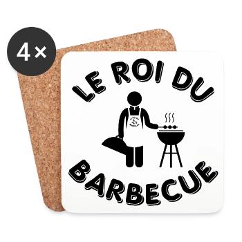 Le roi du barbecue - bbq - Grillage - Barbecue - Dessous de verre (lot de 4) - blanc - Devant