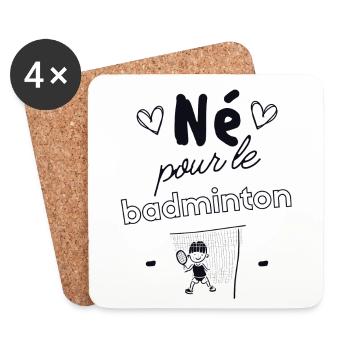 Né pour le badminton - Dessous de verre (lot de 4) - blanc - Devant
