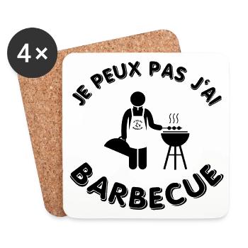 Je peux pas j'ai barbecue - Le roi du barbecue - Dessous de verre (lot de 4) - blanc - Devant