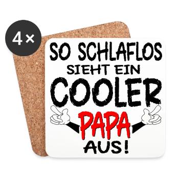 VATERTAG - SCHLAFLOSER PAPA SPRÜCHE - SCHLAFEN - Untersetzer (4er-Set) - Weiß - Vorne