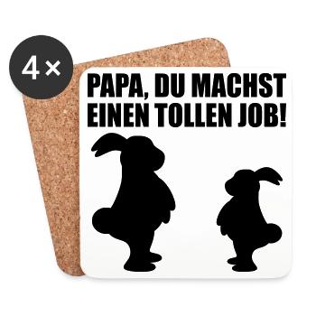VATERTAGSGESCHENKE - BESTER PAPA - VATER KIND - Untersetzer (4er-Set) - Weiß - Vorne