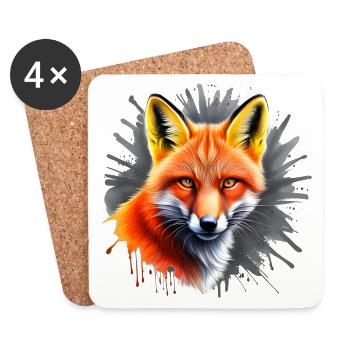 Fuchs Splash-Design - Untersetzer (4er-Set) - Weiß - Vorne