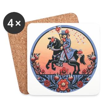 Folklore sorabe – Cavaliers et tradition des festivals - Dessous de verre (lot de 4) - blanc - Devant