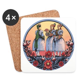 Folklore sorbe – Pain et costumes traditionnels - Dessous de verre (lot de 4) - blanc - Devant