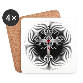 radiant Gothic cross made of Gothic elements - Coasters (set of 4) - white - Front