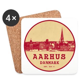 Aarhus Vintage Stadtlogo Kreis - Untersetzer (4er-Set) - Weiß - Vorne