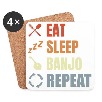 Vintage Banjo Spruch - Untersetzer (4er-Set) - Weiß - Vorne
