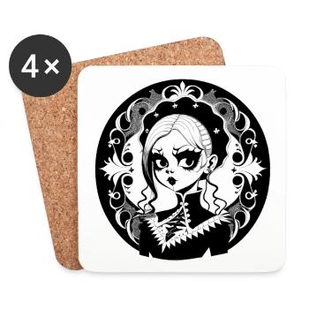 Gothic Hexe, Goth Hexerei - Untersetzer (4er-Set) - Weiß - Vorne