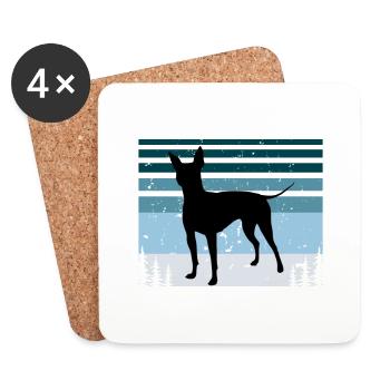 American Hairless Terrier Hund Silhouette Retro - Untersetzer (4er-Set) - Weiß - Vorne