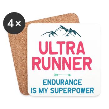 Ultra Runner - Ausdauer ist meine Superkraft - Untersetzer (4er-Set) - Weiß - Vorne