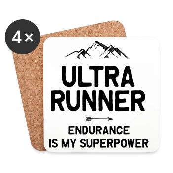 Ultra Runner - Ausdauer ist meine Superkraft - Untersetzer (4er-Set) - Weiß - Vorne