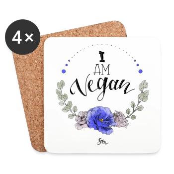 I am vegan - Coasters (set of 4) - white - Front
