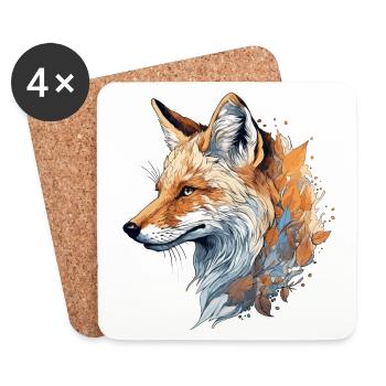 Fox realistic/abstract - Coasters (set of 4) - white - Front