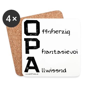 Opa - Geschenkidee in Österreichischem Dialekt - Untersetzer (4er-Set) - Weiß - Vorne