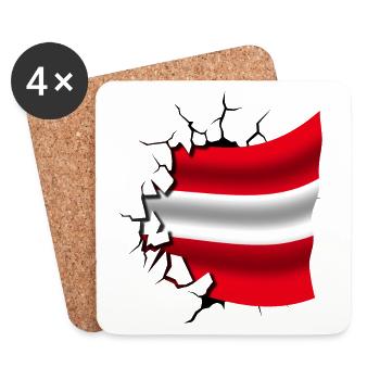 Flagge von Österreich - Österreich - Flagge Broken Design - Untersetzer (4er-Set) - Weiß - Vorne