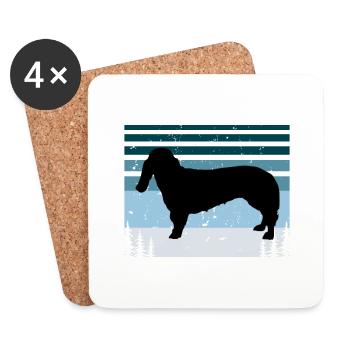 Basset Bleu De Gascogne Dog Silhouette Retro Sun - Dessous de verre (lot de 4) - blanc - Devant