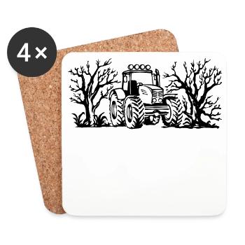 Agriculture Tracteur Véhicule à moteur de terrain - Dessous de verre (lot de 4) - blanc - Devant