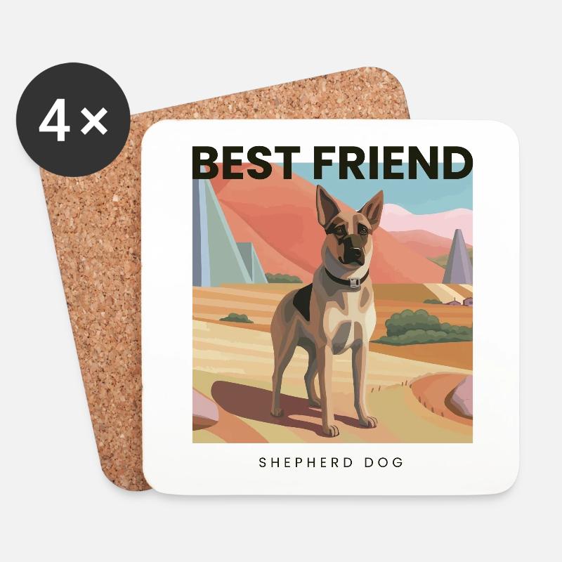 Bester Freund Schäferhund - Untersetzer (4er-Set) - Weiß