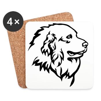 Tête de chien de montagne pyrénéenne « Black Edition » - Dessous de verre (lot de 4) - blanc - Devant