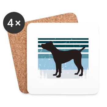 Cane Corso Dog Lover Silhouette Vintage Sunset - Coasters (set of 4) - white - Front