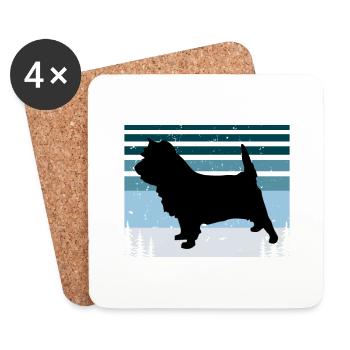 Cairn Terrier Dog Lover Silhouette Vintage Sunset - Coasters (set of 4) - white - Front
