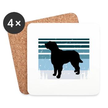 Brikett Griffon Vendéen Hund Silhouette Retro Sonne - Untersetzer (4er-Set) - Weiß - Vorne