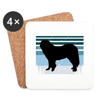 Chien de berger du Caucase Silhouette Rétro Coucher de soleil - Dessous de verre (lot de 4) - blanc - Devant