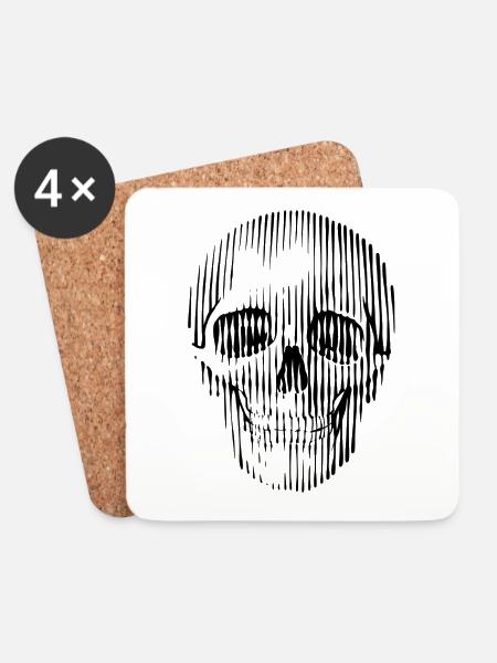 Skull graphic art - Coasters (set of 4) - white