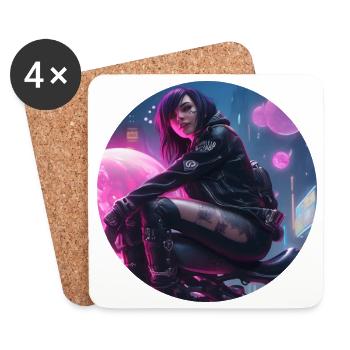 Hot Girl on Bike - Me and my Motorcycle - Coasters (set of 4) - white - Front