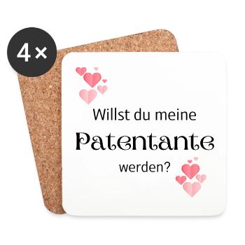 Willst du meine Patentante - Untersetzer (4er-Set) - Weiß - Vorne