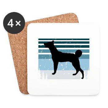 Cretan Hound Dog Lover Silhouette Vintage Sunset - Coasters (set of 4) - white - Front