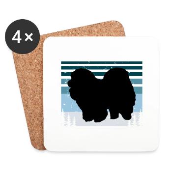 Chow Chow Dog Lover Silhouette Vintage Sonnenuntergang - Untersetzer (4er-Set) - Weiß - Vorne