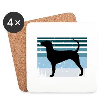 Dunker Dog Lover Silhouette Vintage Sonnenuntergang - Untersetzer (4er-Set) - Weiß - Vorne